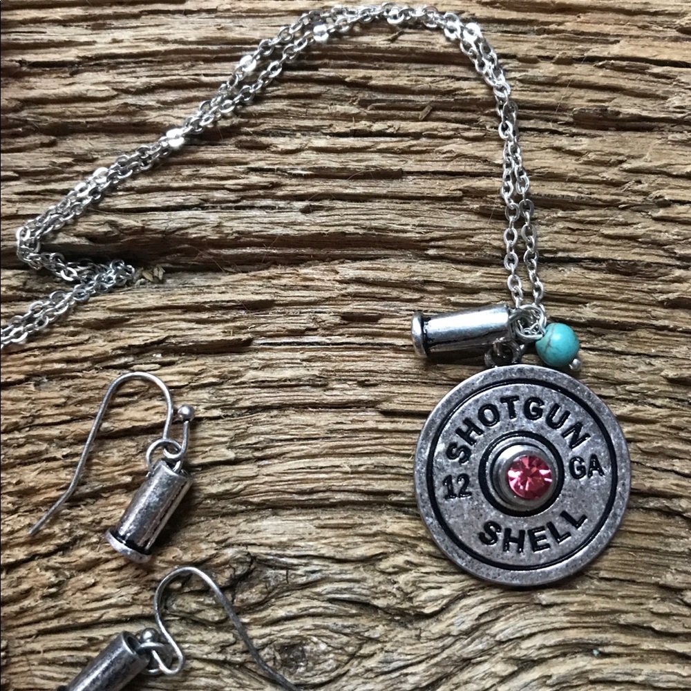 Shotgun shell jewelry set, hunting necklace, shell
